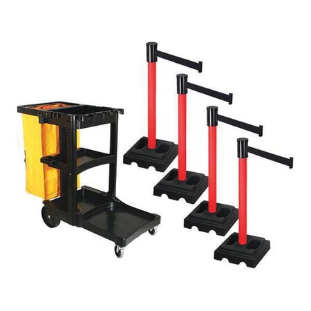 Retracta-Belt Barrier Systems, Black, 15 ft Length, 40 in Post Height PSBK322PRD-BK