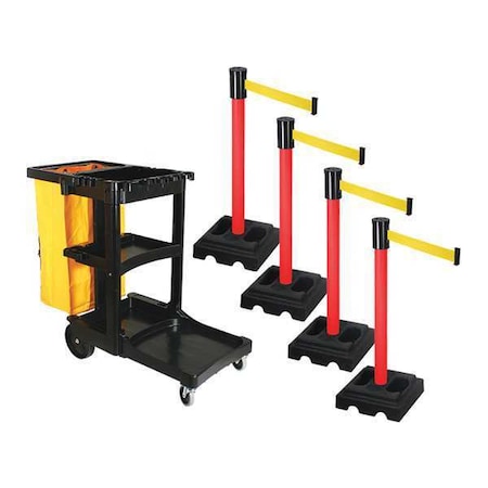 Retracta-Belt Barrier Systems, Yellow, 15 ft Length, 40 in Post Height PSBK322PRD-YW