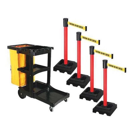 Retracta-Belt Barrier Systems, 15 ft Length, 40 in Post Height, Caution Do Not Enter PSBK322PRD-CAU