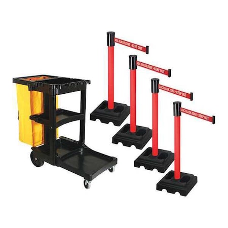 Retracta-Belt Barrier Systems, 15 ft Length, 40 in Post Height, ARC Flash Zone - Keep Out PSBK322PRD-ARC