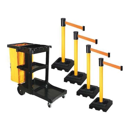 Retracta-Belt Barrier Systems, Orange, 15 ft Length, 40 in Post Height PSBK322PYW-OR