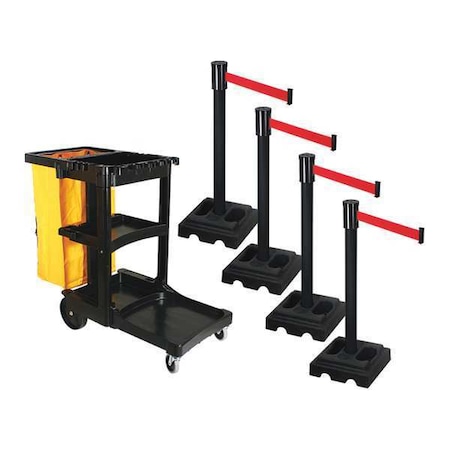 Retracta-Belt Barrier Systems, Red, 15 ft Length, 40 in Post Height PSBK322PSB-RD