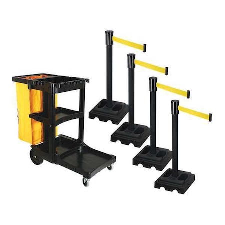 Retracta-Belt Barrier Systems, Yellow, 15 ft Length, 40 in Post Height PSBK322PSB-YW