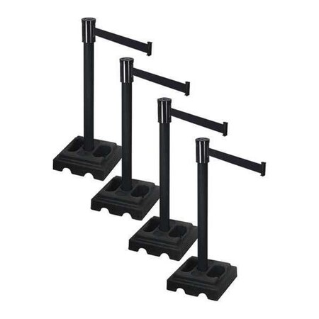 Retracta-Belt Barrier Systems, Black, 15 ft Length, 37 in Post Height PSBA322PSB-BK