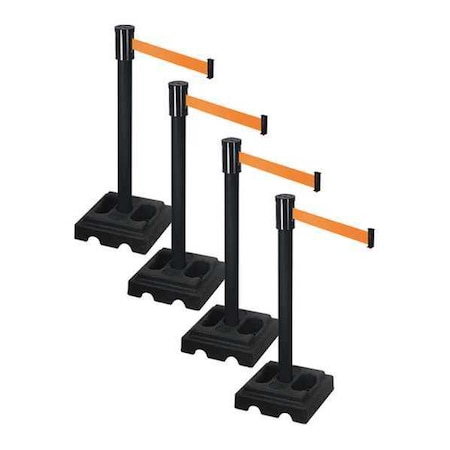 Retracta-Belt Barrier Systems, Orange, 15 ft Length, 37 in Post Height PSBA322PSB-OR