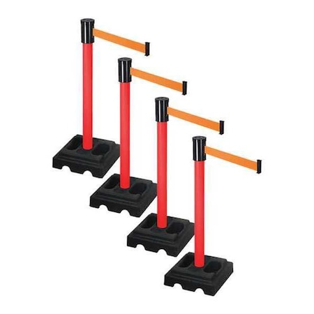 Retracta-Belt Barrier Systems, Orange, 15 ft Length, 37 in Post Height PSBA322PRD-OR