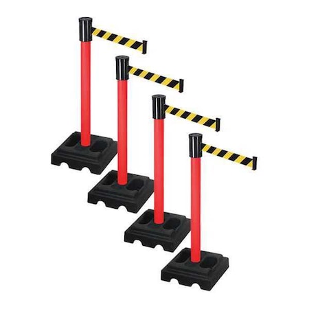 Retracta-Belt Barrier Systems, Black/Yellow, 15 ft Length, 37 in Post Height PSBA322PRD-BYD