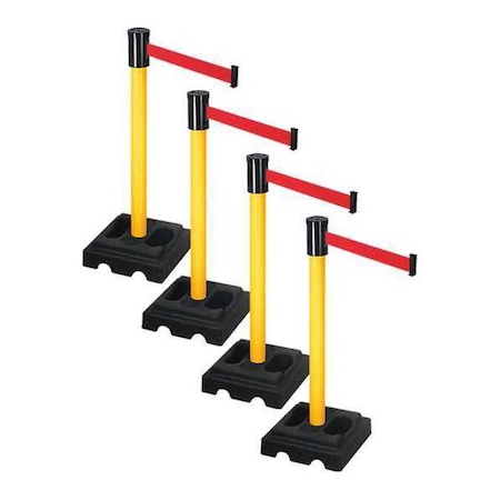 Retracta-Belt Barrier Systems, Red, 15 ft Length, 37 in Post Height PSBA322PYW-RD
