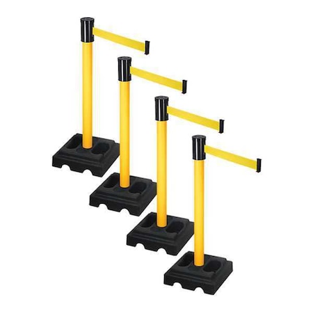 Retracta-Belt Barrier Systems, Yellow, 15 ft Length, 37 in Post Height PSBA322PYW-YW