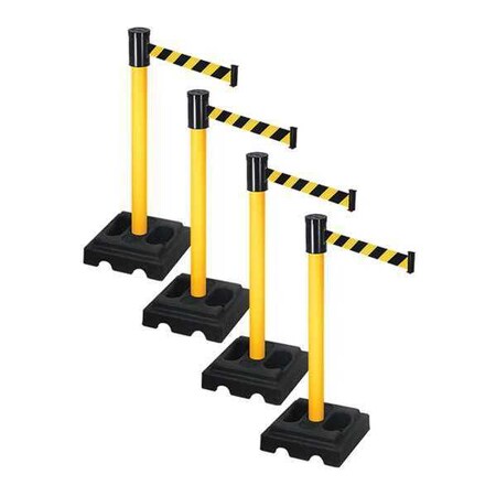 Retracta-Belt Barrier Systems, Black/Yellow, 15 ft Length, 37 in Post Height PSBA322PYW-BYD