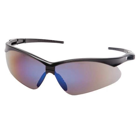 Condor Agitator, Safety Glasses, Anti-Scratch, Blue Mirror Lens, Black Frame, Half-Frame 52YP44