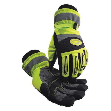 Caiman Hi-Vis Cold Protection Gloves, Synthetic Leather Palm, Heatrac Lining, Lime, L 2991-5