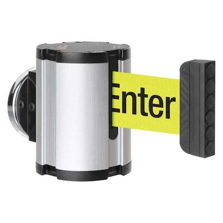 Lavi Industries Retractable Belt Barrier, Silver, 15 ft Length, Caution Do Not Enter, Satin Aluminum 50-41300MG/SA/FY/F6