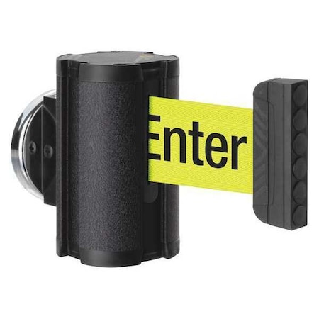 Lavi Industries Retractable Belt Barrier, Black, 10 ft Length, Caution Do Not Enter, Wrinkle 50-3010MG/WB/FY/S6