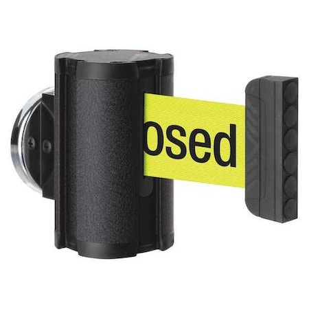 Lavi Industries Retractable Belt Barrier, Black, 10 ft Length, Please Do Not Enter - Temporarily Closed, Wrinkle 50-3010MG/WB/FY/S7