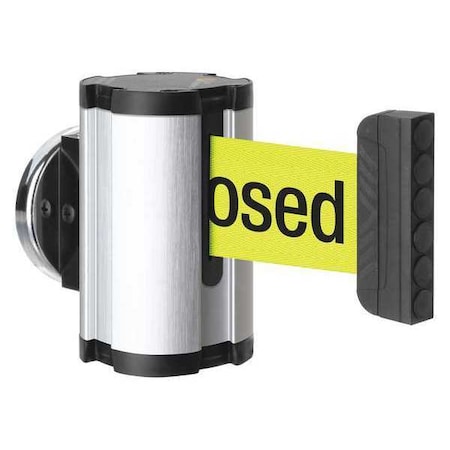 Lavi Industries Retractable Belt Barrier, Silver, 10 ft Length, Please Do Not Enter - Temporarily Closed 50-3010MG/SA/FY/S7