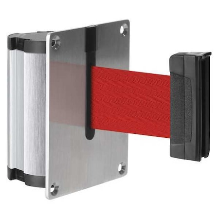 Lavi Industries Concealed Retractable Belt Barrier, Silver, 10 ft Length, No Legend, Satin Aluminum 50-3012RD