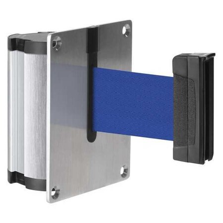 Concealed Retractable Belt Barrier, Silver, 10 ft Length, No Legend, Satin Aluminum