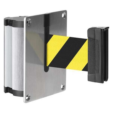 Lavi Industries Concealed Retractable Belt Barrier, Silver, 10 ft Length, No Legend, Satin Aluminum 50-3012SF