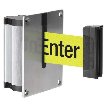 Lavi Industries Concealed Retractable Belt Barrier, Silver, 10 ft Length, Caution Do Not Enter, Satin Aluminum 50-3012FY/S6