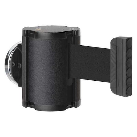 Retractable Belt Barrier, Black, 15 ft Length, No Legend, Textured