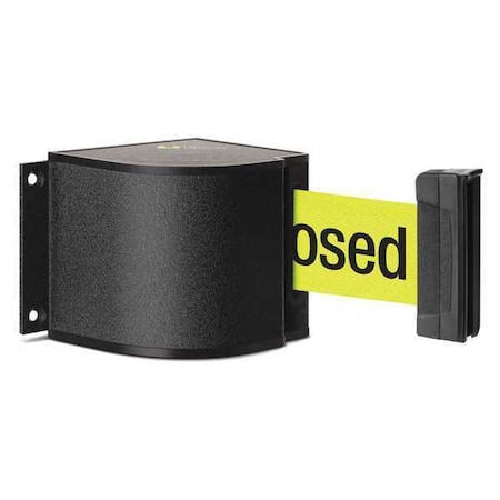 Lavi Industries Retractable Belt Barrier, Black, 24 ft Length, Please Do Not Enter - Temporarily Closed, Wrinkle 50-3015WB/24/FY/F7