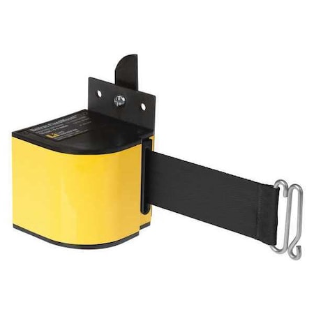 Lavi Industries Warehouse Fixed Mount Retractable Belt Barrier, Yellow, 18 ft Length, No Legend, Powder Coated 50-3017YL/18/BK