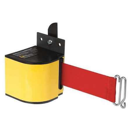Lavi Industries Warehouse Fixed Mount Retractable Belt Barrier, Yellow, 18 ft Length, No Legend, Powder Coated 50-3017YL/18/RD
