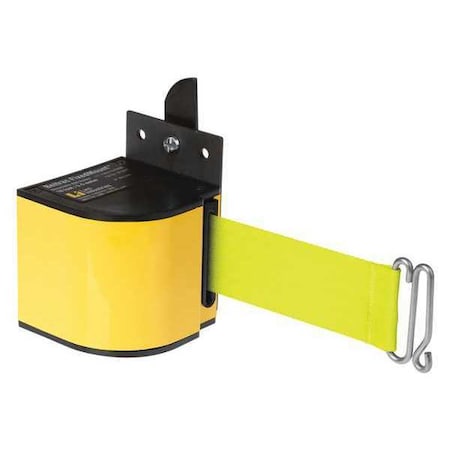 Lavi Industries Warehouse Fixed Mount Retractable Belt Barrier, Yellow, 18 ft Length, No Legend, Powder Coated 50-3017YL/18/FY