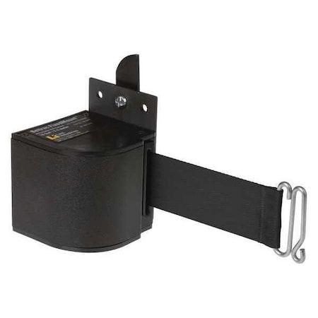 Lavi Industries Warehouse Fixed Mount Retractable Belt Barrier, Black, 18 ft Length, No Legend, Wrinkle 50-3017WB/18/BK