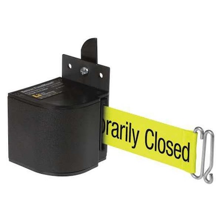 Lavi Industries Warehouse Fixed Mount Retractable Belt Barrier, Black, 18 ft Length, Wrinkle 50-3017WB/18/FY/F7