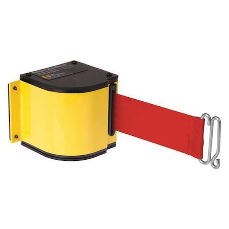 Lavi Industries Warehouse Quick Mount Retractable Belt Barrier, Yellow, 18 ft Length, No Legend, Powder Coated 50-3016M/YL/18/RD