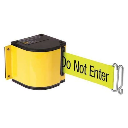 Lavi Industries Warehouse Quick Mount Retractable Belt Barrier, Yellow, 18 ft Length, Caution Do Not Enter 50-3016M/YL/18/FY/S6
