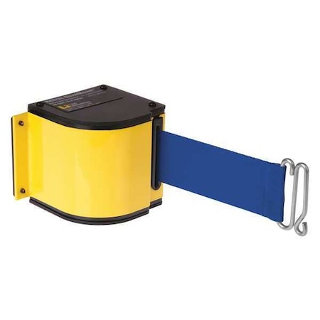 Warehouse Adjustable Quick Mount Retractable Belt Barrier, Yellow, 18 ft Length, No Legend