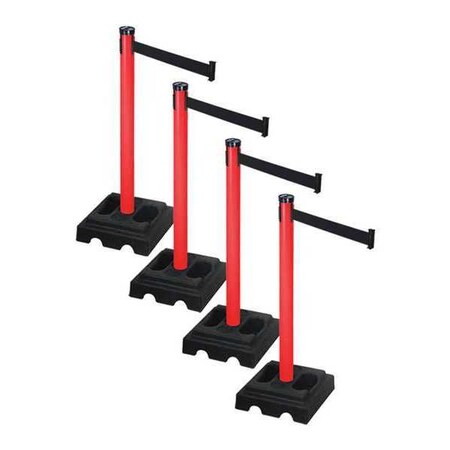 Retracta-Belt Barrier Systems, Black, 10 ft Length, 40 in Post Height PSBA302PRD-BK