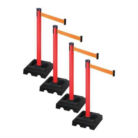 Retracta-Belt Barrier Systems, Orange, 10 ft Length, 40 in Post Height PSBA302PRD-OR