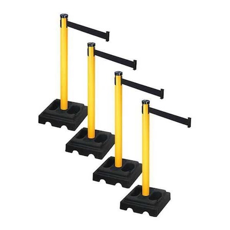Retracta-Belt Barrier Systems, 10 ft Length, 40 in Post Height, No Legend PSBA302PYW-BK