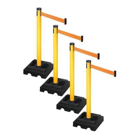 Retracta-Belt Barrier Systems, Orange, 10 ft Length, 40 in Post Height PSBA302PYW-OR