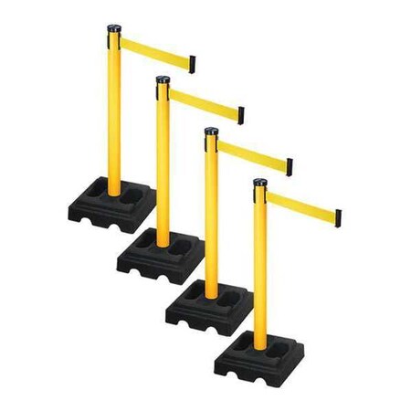 Retracta-Belt Barrier Systems, Yellow, 10 ft Length, 40 in Post Height PSBA302PYW-YW
