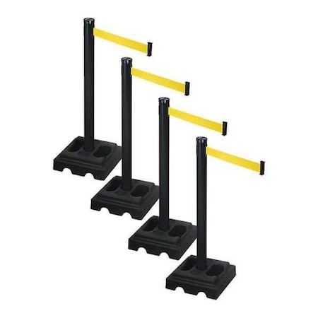 Retracta-Belt Barrier Systems, 10 ft Length, 40 in Post Height, No Legend PSBA302PSB-YW