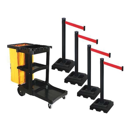 Retracta-Belt Barrier Systems, Red, 10 ft Length, 40 in Post Height PSBK302PSB-RD