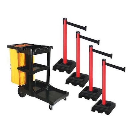 Retracta-Belt Barrier Systems, Black, 10 ft Length, 40 in Post Height PSBK302PRD-BK