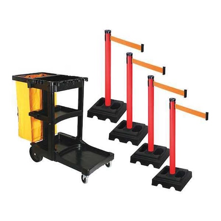 Retracta-Belt Barrier Systems, Orange, 10 ft Length, 40 in Post Height PSBK302PRD-OR