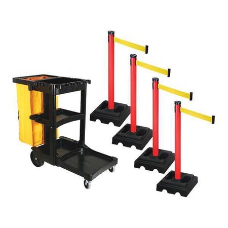 Retracta-Belt Barrier Systems, Yellow, 10 ft Length, 40 in Post Height PSBK302PRD-YW