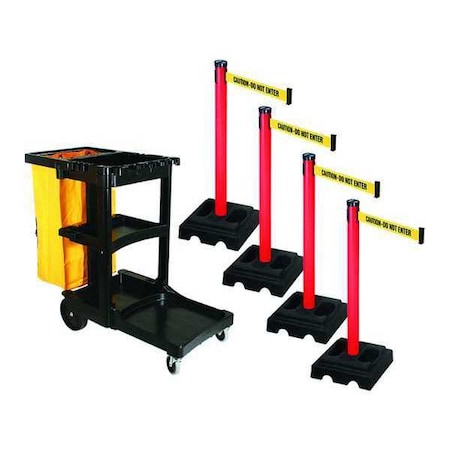 Retracta-Belt Barrier Systems, 10 ft Length, 40 in Post Height, Caution Do Not Enter PSBK302PRD-CAU