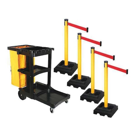 Retracta-Belt Barrier Systems, Red, 10 ft Length, 40 in Post Height PSBK302PYW-RD