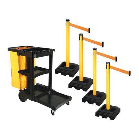 Retracta-Belt Barrier Systems, Orange, 10 ft Length, 40 in Post Height PSBK302PYW-OR