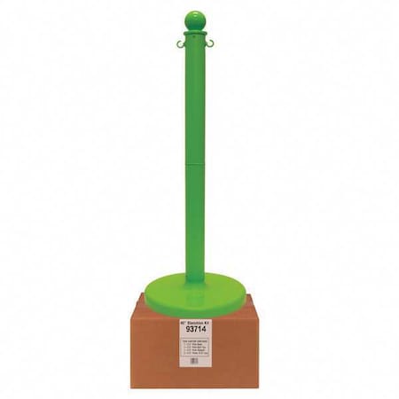 Zoro Select Stanchion, Post Dia. 2-1/2", Safety Green 93714