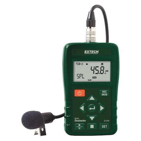 Extech Noise Dosimeter, LCD, 30 to 130 dB Range SL400
