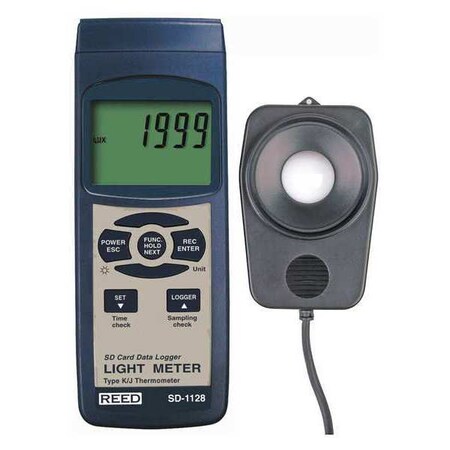 Reed Instruments SD Series Light Meter, Datalogger, 100,000 Lux / 10,000 Foot Candles (Fc), w/ Temperature SD-1128